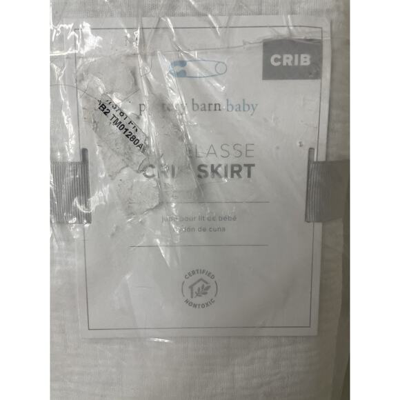 NEW Pottery Barn BABY Matelasse White Cotton Nursery Crib Skirt 16” Drop -28x52” - Picture 2 of 12